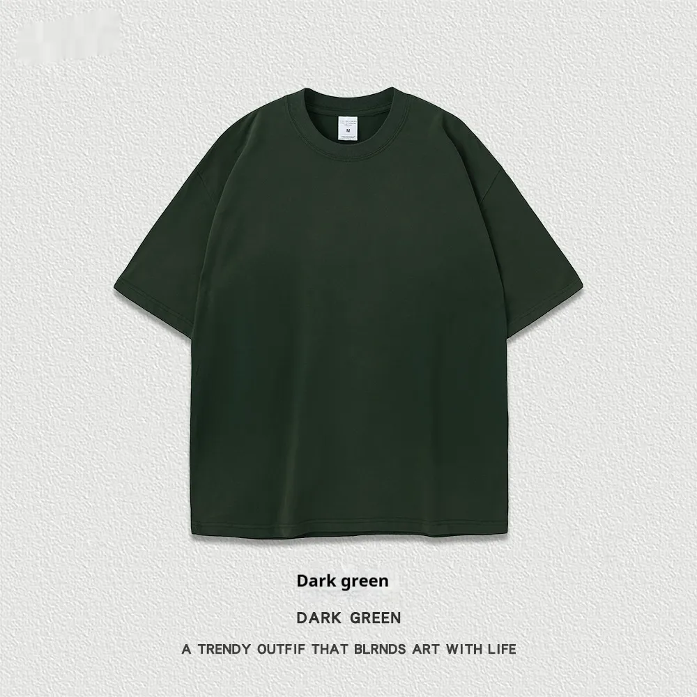 Retro Washed Short Sleeve Round Neck T-shirt - Green