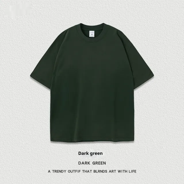 Retro Washed Short Sleeve Round Neck T shirt Green - Shop at LoveMi