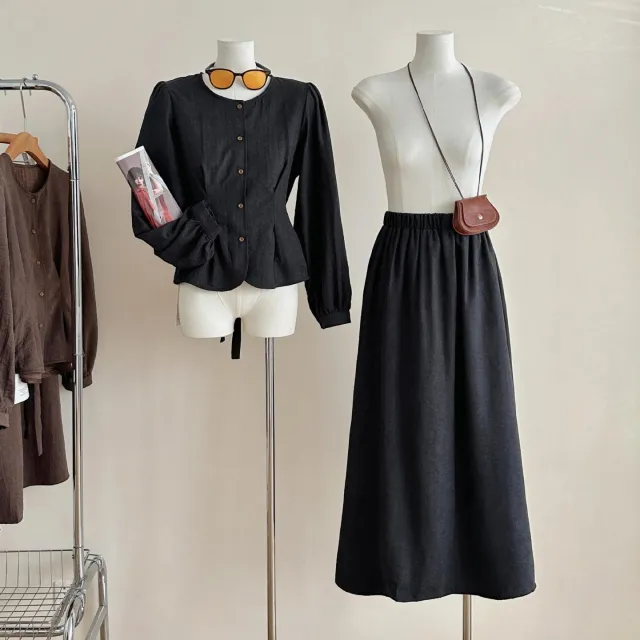 Small Shirt A Line Skirt Two piece Suit Women Black Suit - Shop at LoveMi