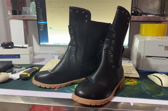 Back Strap Women's Knight Boots Stand Alone Hot Selling Large Size Thick Heel Black - Shop at LoveMi