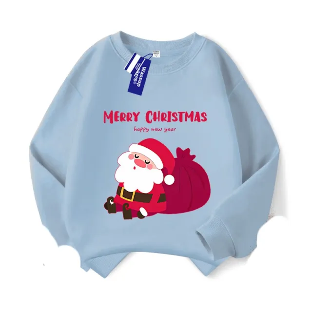Red Parent child Suit Santa Claus Clothes Light Blue Spring And Autumn - Shop at LoveMi