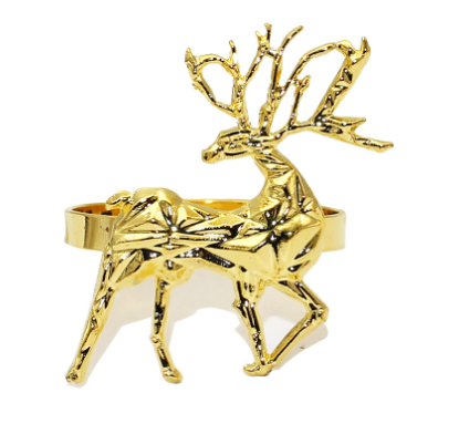 Title 6, Christmas Napkin Ring Golden Diamond Deer Napki...