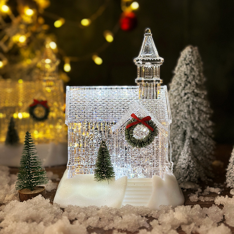 Title 7, Eve Luminous Crystal House Christmas Gift. Illu...