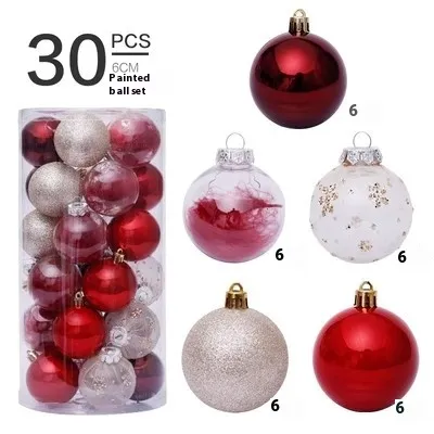 Christmas Decorations 6CM Painted PET - Red Gold 35Cm