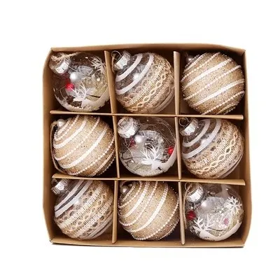 Christmas Decorations 6CM Painted PET - 4 Styles 8Cm