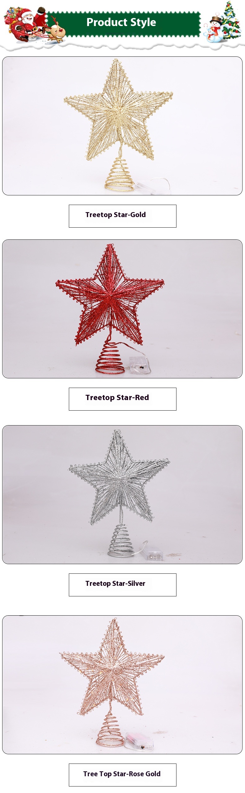 Title 1, Linear Iron Christmas Tree Top Star Five-pointe...