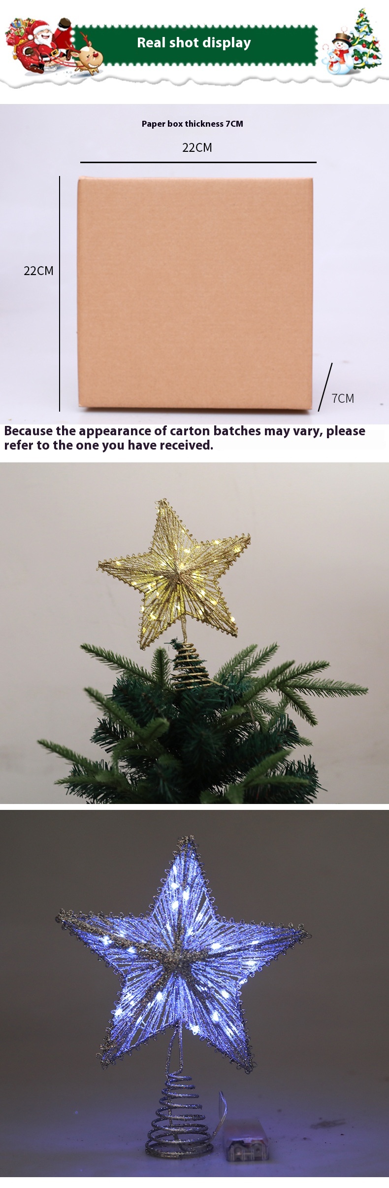 Title 6, Linear Iron Christmas Tree Top Star Five-pointe...