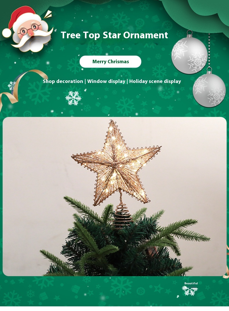 Title 3, Linear Iron Christmas Tree Top Star Five-pointe...