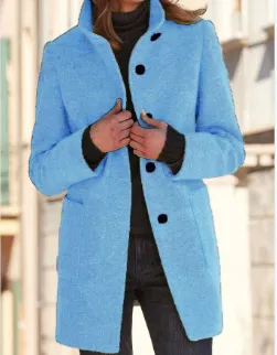 Vintage Solid Color Button up Coat Light Blue - Shop at LoveMi