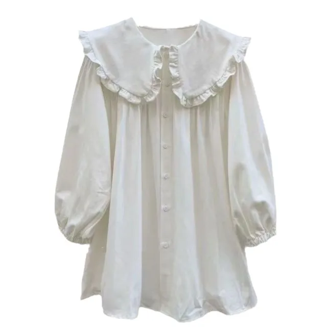 Plus Size New Full figured Women's Blouse Long Sleeve Shirt Loose Slim Fit White - Shop at LoveMi