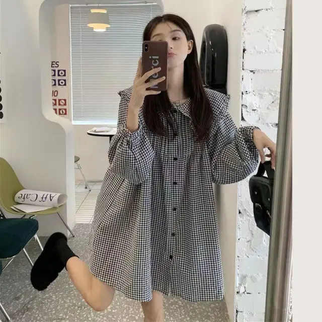 Plus Size New Full figured Women's Blouse Long Sleeve Shirt Loose Slim Fit Plaid - Shop at LoveMi