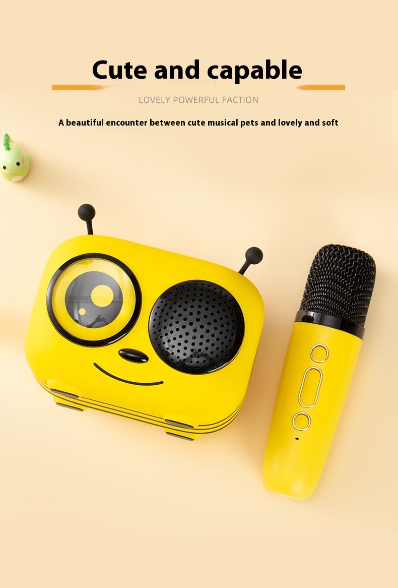 Karaoke Integrated Microphone Home Bee Wireless Bluetooth Speaker - Image 4