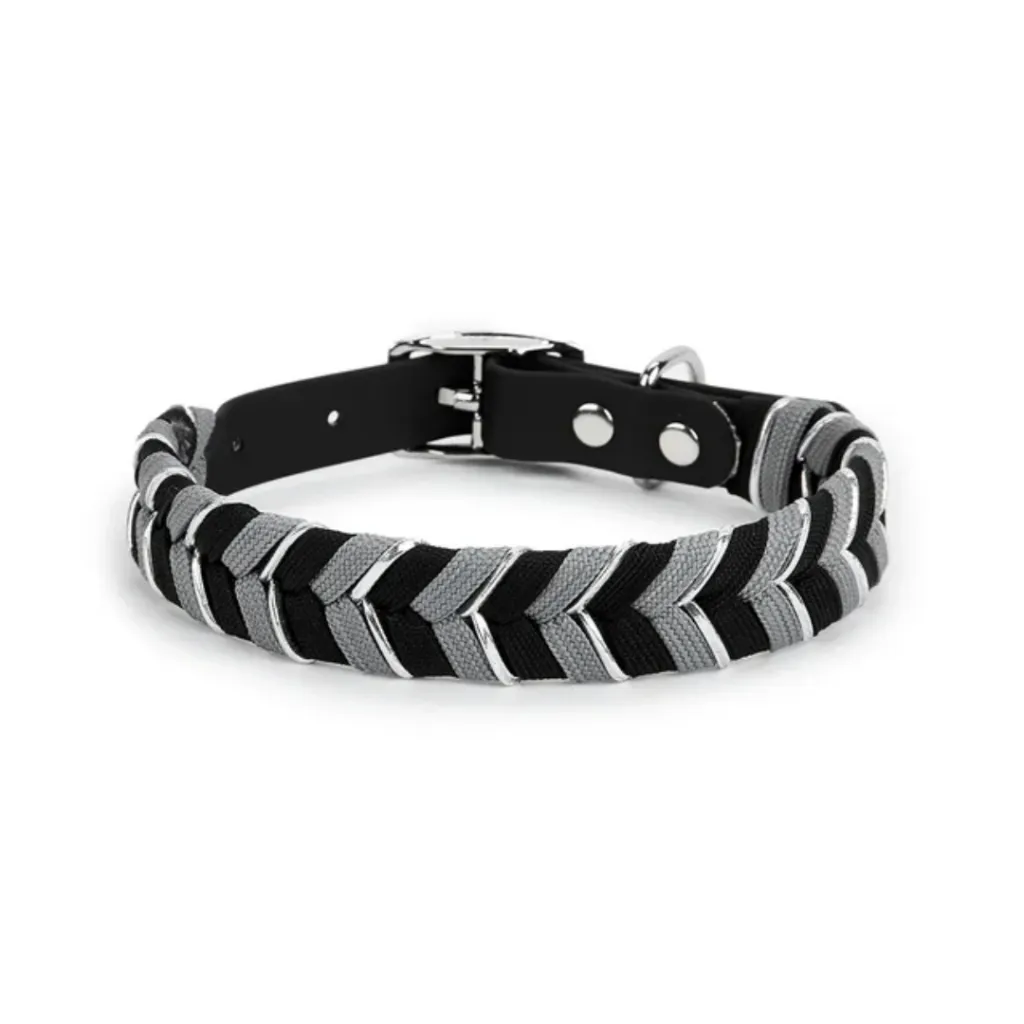 Pet Collar Metal Buckle Dog Collar Traction - Night Black