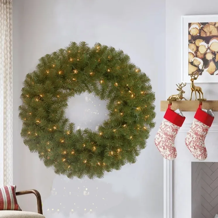 Christmas Garland Rattan With LED Lights Home