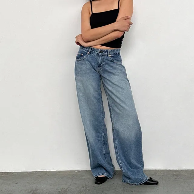 Street Wide Leg Denim Women's Pants 12564 Blue - Shop at LoveMi