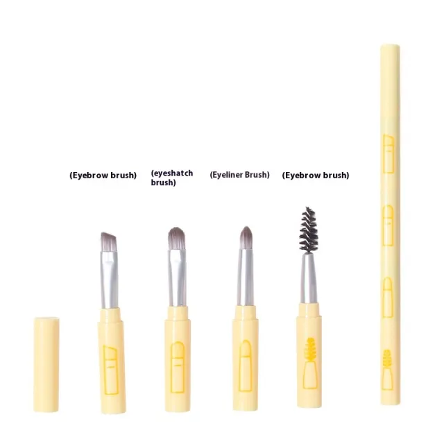 Multifunctional All aluminum Tube Four cut Makeup Brush Makeup Tools Four Plus One Milky Yellow - Shop at LoveMi