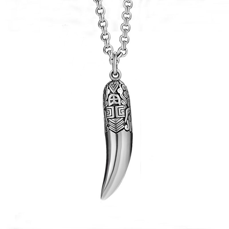 Ethnic Style Gluttonous Wolf Tooth Solid All-match Necklace