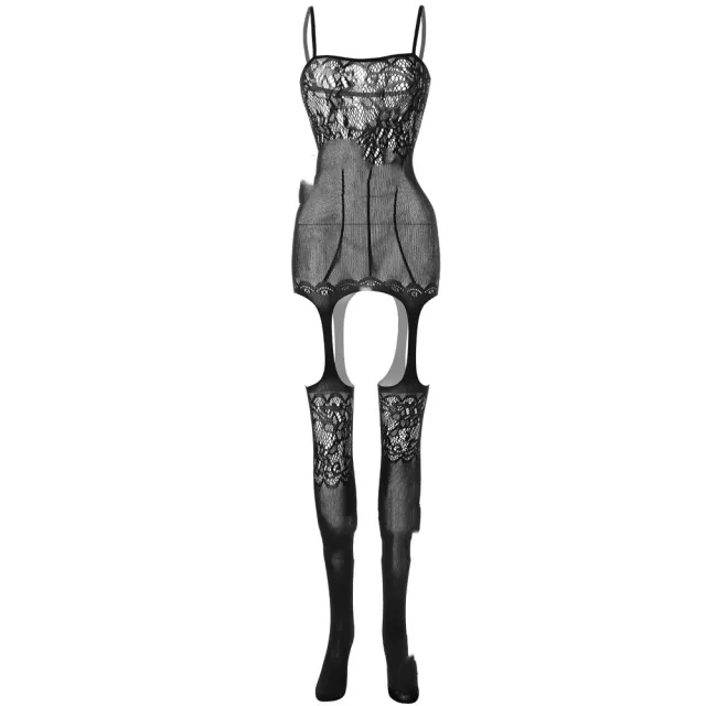 Women Hollow Stockings Tight Fishnet Clothes One piece Black - Shop at LoveMi