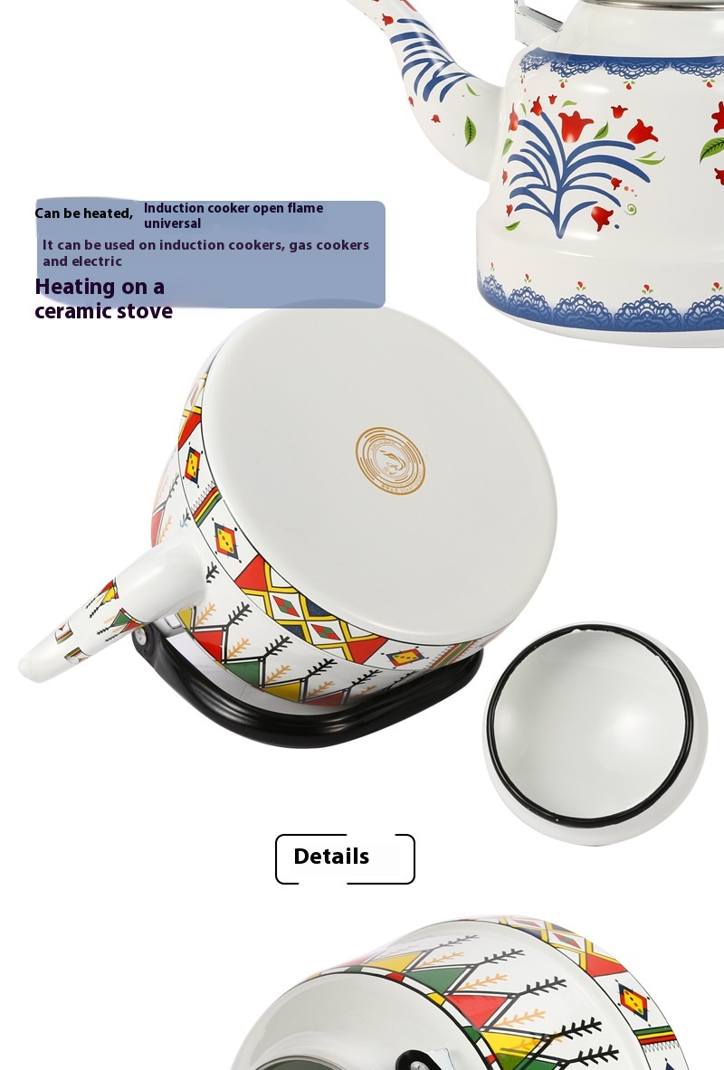 Title 4, Enamel 5L Teapot Enamel Pot Enamel Pot Kettle F...