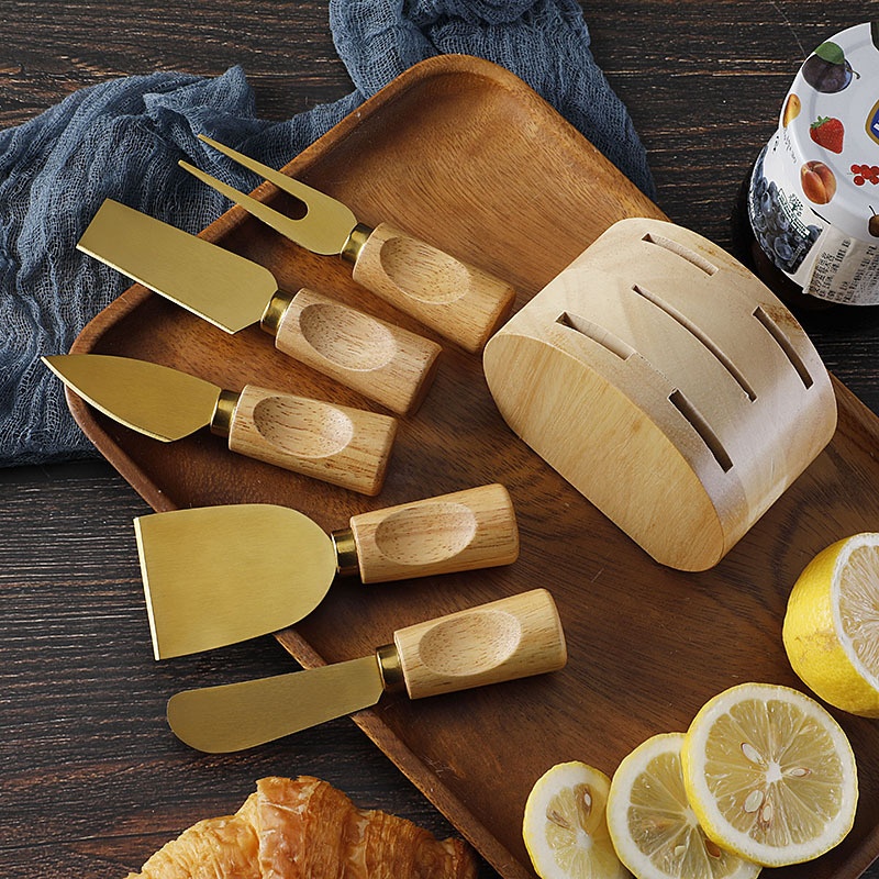 Title 8, Oak Seat Cheese Knife Suit Stainless Steel Fork...