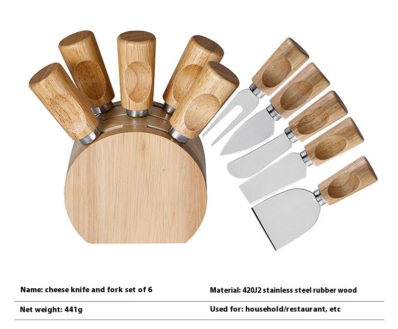 Title 4, Oak Seat Cheese Knife Suit Stainless Steel Fork...