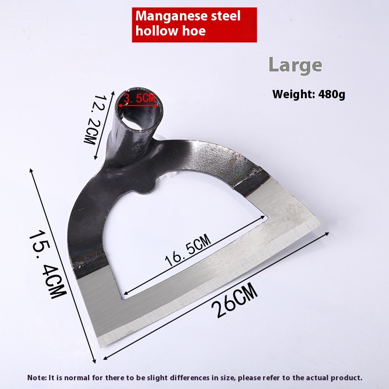 Hollow manganese steel hoe