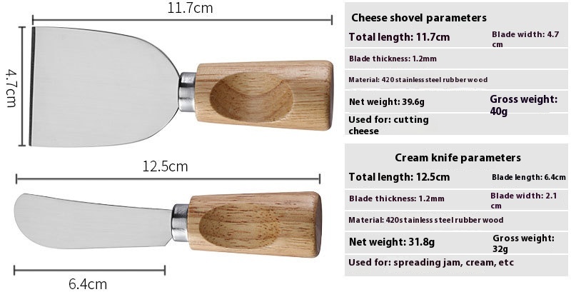 Title 2, Oak Seat Cheese Knife Suit Stainless Steel Fork...