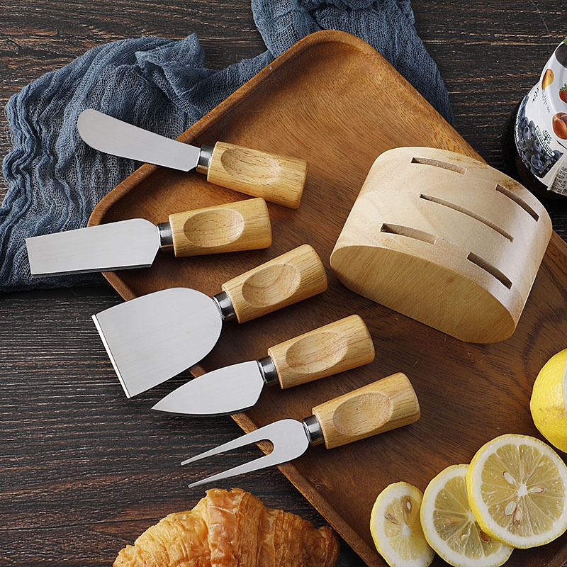 Title 14, Oak Seat Cheese Knife Suit Stainless Steel Fork...