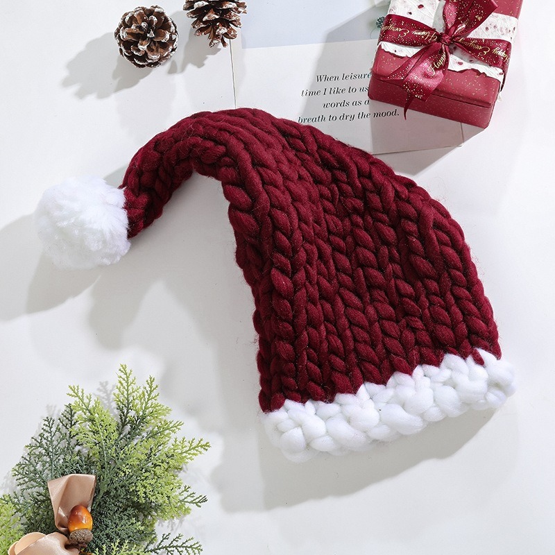 Title 4, Christmas Hat Coarse Fur Knitted Hat Cute Warm