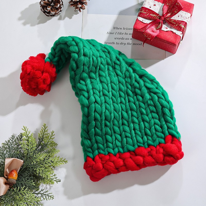 Title 7, Christmas Hat Coarse Fur Knitted Hat Cute Warm