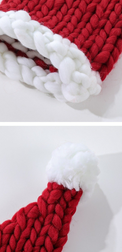 Title 1, Christmas Hat Coarse Fur Knitted Hat Cute Warm