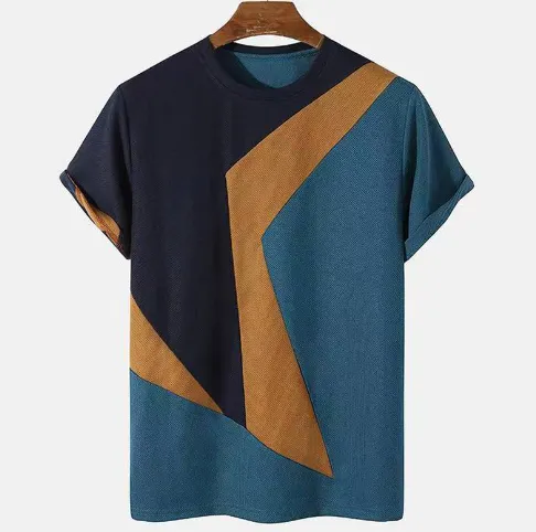 Striped 3D Printed Short Sleeve Knitted Mesh