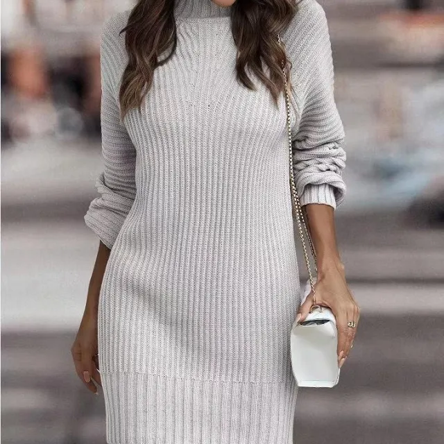 Turtleneck Sweater Women's Long Sleeve Knitwear Dress Women's Clothing White - Shop at LoveMi