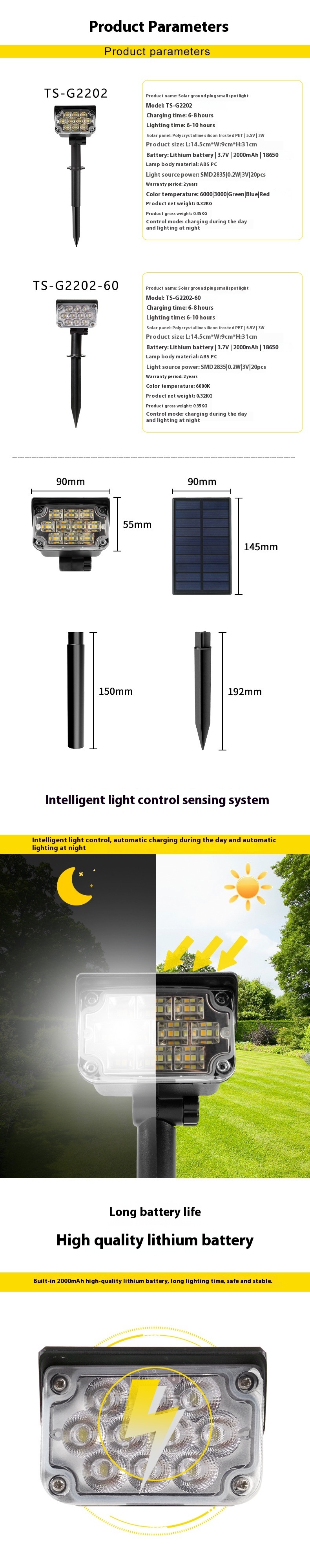 Title 1, Buiten Solar Gazonlamp 20 LED Waterdicht Automa...