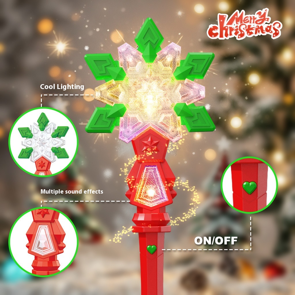 Title 3, Christmas Luminous Music Snowflake Stick Childr...