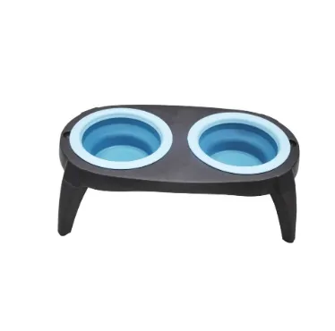 Pet Feeder Tpr Dog Bowl Folding Double Bowl Blue - Shop at LoveMi