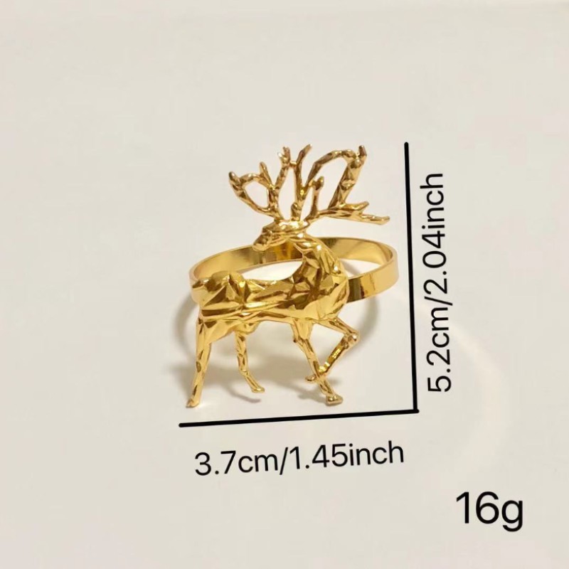 Title 2, Christmas Napkin Ring Golden Diamond Deer Napki...