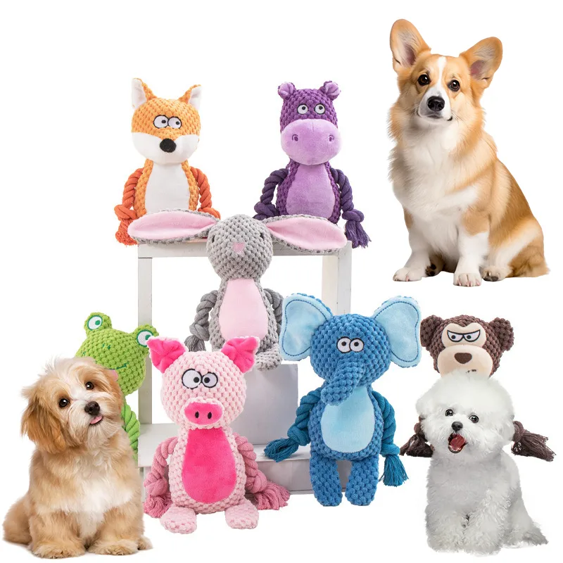 Pet Plush Sound Cotton Rope Toys Interactive Tug