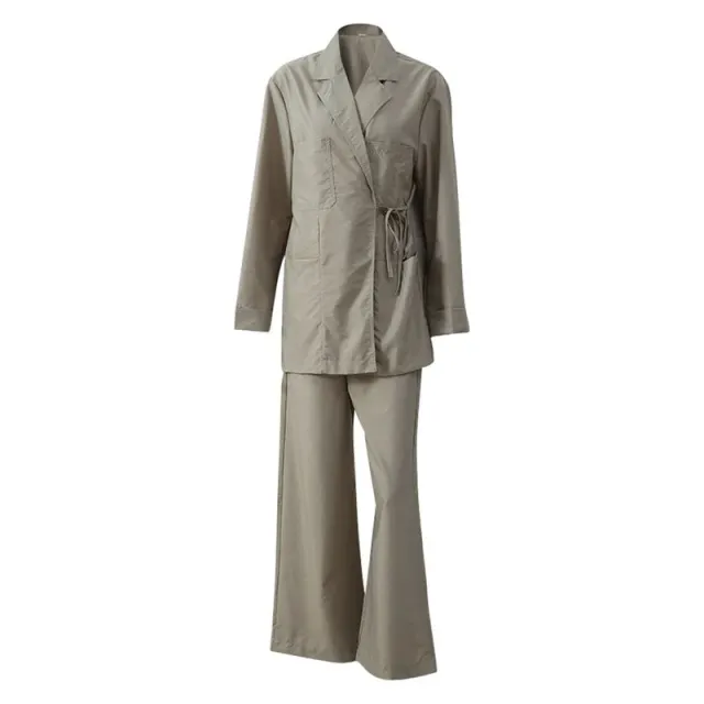 Simple Solid Color Wide Leg Trousers Women's Elegant Lace up Suit - Shop at LoveMi