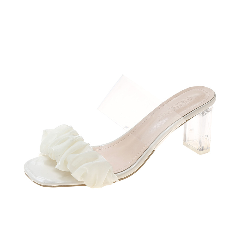 Title 3, Fairy Style Transparent Chunky Heel Square Toe ...