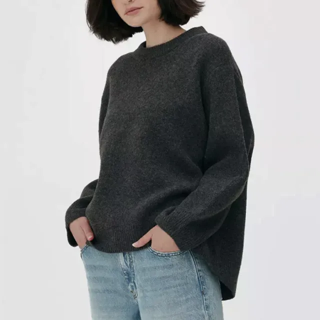 Women's Crew Neck Pullover Sweater Black - Shop at LoveMi