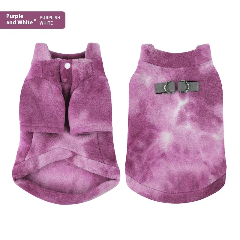 Tie Dye Puppy Clothes Autumn And Winter - Purplish White
