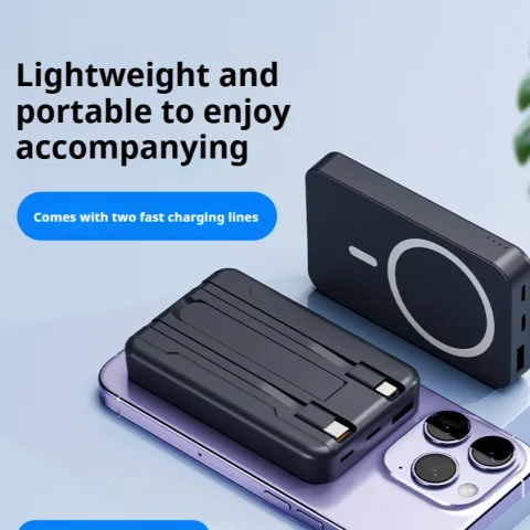 Power Bank with Cable Fast Charge Portable Wireless Charging