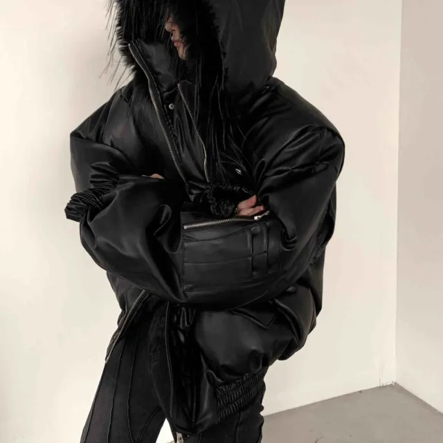 Big Fur Collar Hooded Niche Design Cotton padded Jacket Black - Shop at LoveMi