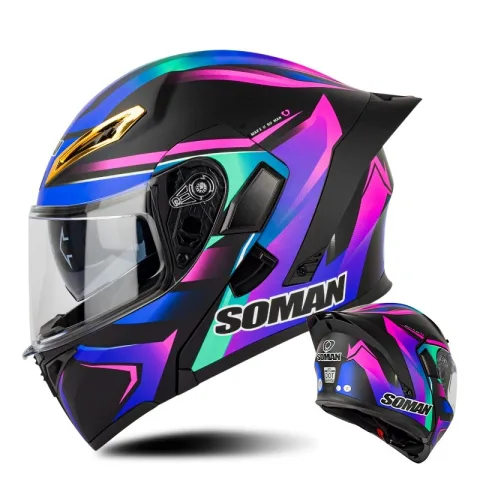 Men's and Women's Double Lens Exposed Motorcycle Helmet