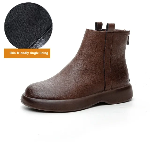 Winter Fleece lined Flat Ankle Boots Women Brown - Shop at LoveMi