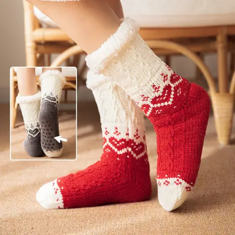 Love Knitted Plush Floor Socks Winter Warm Non-slip Carpet