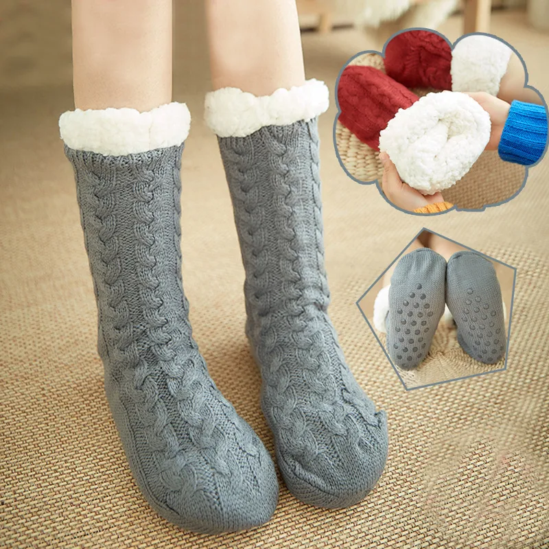 Winter Warm Knitted Plush Floor Socks Home Indoor Non-slip