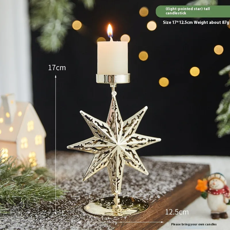 Romantic Christmas Wrought Iron Candlestick Candle Tray Decoration – image 6