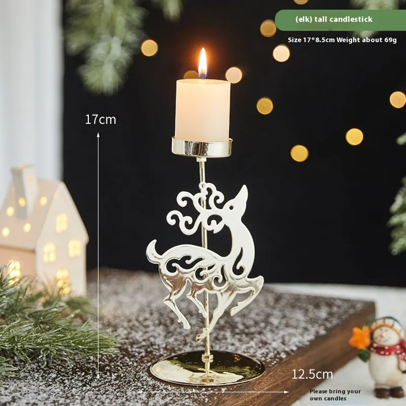 Romantic Christmas Wrought Iron Candlestick Candle Tray Decoration – image 7